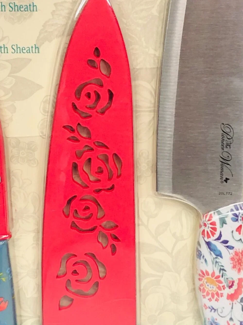 Pioneer Woman Mazie Knife Set 2pc Chef & Paring Knives with Sheaths Floral New